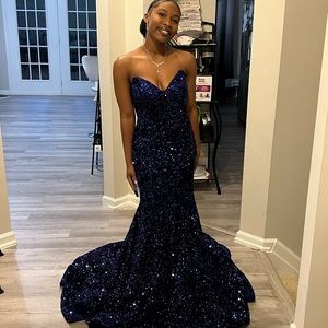 Blue sequin mermaid prom dress